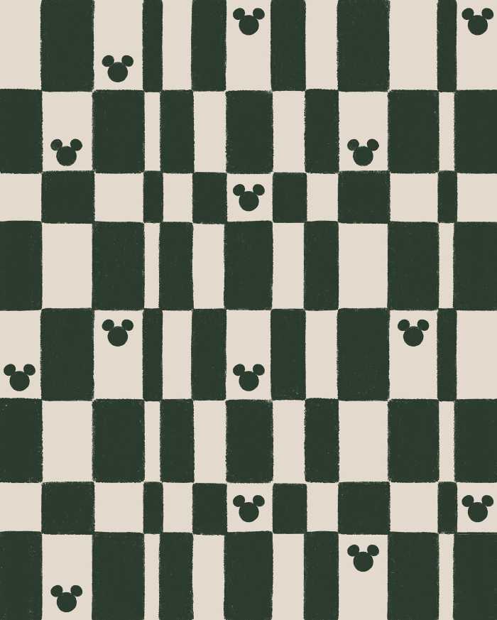 Photo murale intissé impression numérique Disney Mickey Mouse Green Chess