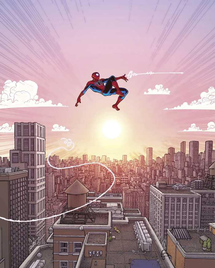 Photo murale intissé impression numérique Marvel Spider-Man Swinging Through the Air
