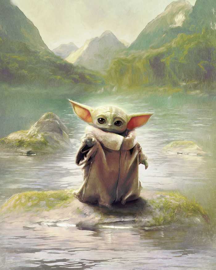 Photo murale intissé impression numérique Star Wars The Mandalorian Grogu Landscape
