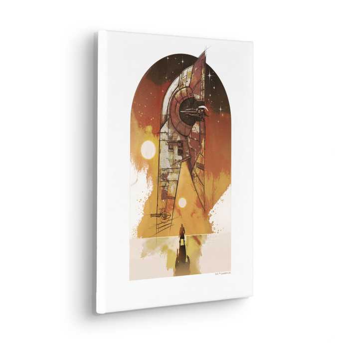 Vlies Bild auf Keilrahmen/ Echtholzrahmen Star Wars Boba Fett Starship