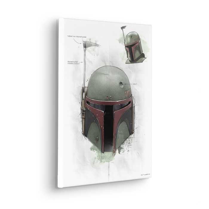 Toile Imprimé Star Wars Boba Fett Helmet Sketch
