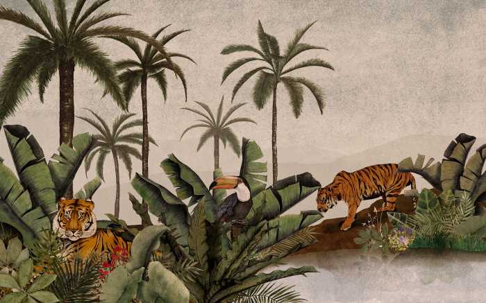 Photo murale intissé impression numérique Tiger Jungle
