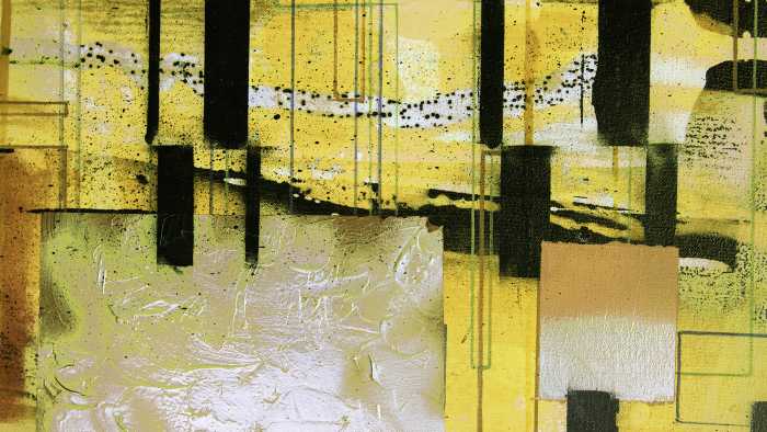 Photo murale intissé impression numérique Squares Dropping grey-yellow