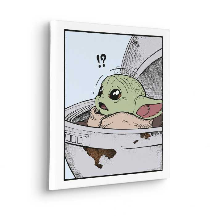 Toile Imprimé Star Wars The Mandalorian Grogu Shocked