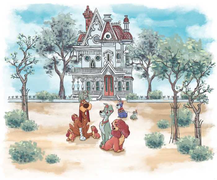 Photo murale intissé impression numérique Disney Lady and the Tramp Sweet Home