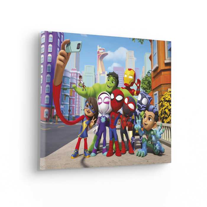Vlies Bild auf Keilrahmen/ Echtholzrahmen Spidey and His Amazing Friends Selfie
