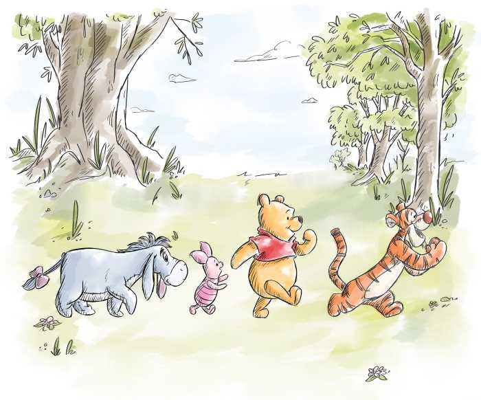 Photo murale intissé impression numérique Disney Winnie the Pooh Walk Together