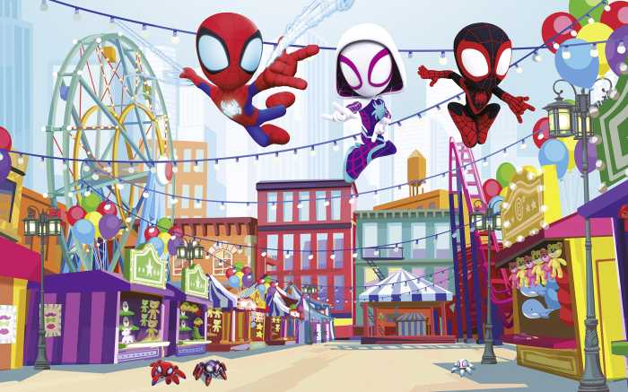 Photo murale intissé impression numérique Marvel Spidey And His Amazing Friends Theme Park