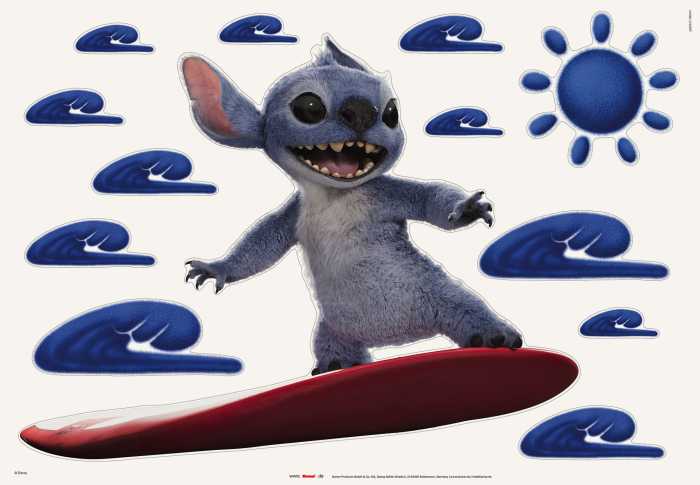 Sticker mural Disney Stitch Live Action Hit the Waves