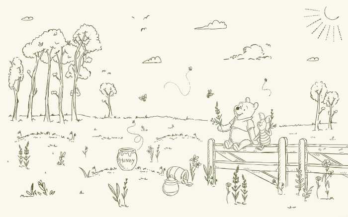 Photo murale intissé impression numérique Disney Winnie the Pooh Bee at One with Nature