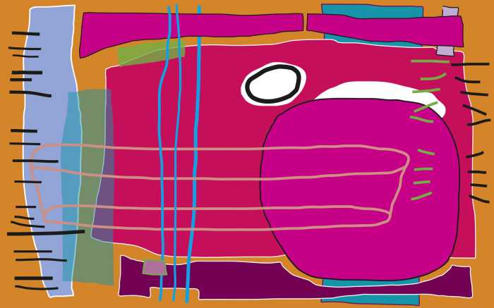 Photo murale intissé impression numérique Composition 5 orange-pink
