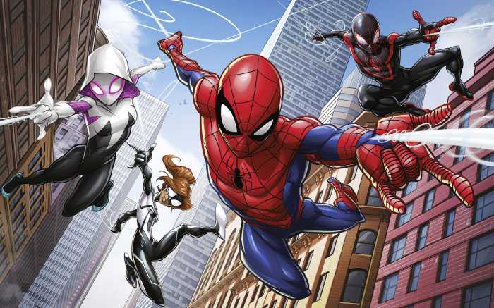 Photo murale intissé impression numérique Marvel Spider-Man Swinging Crew
