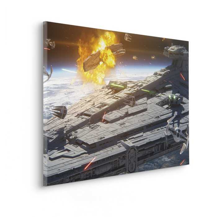Toile Imprimé Star Wars The Mandalorian Space Fight