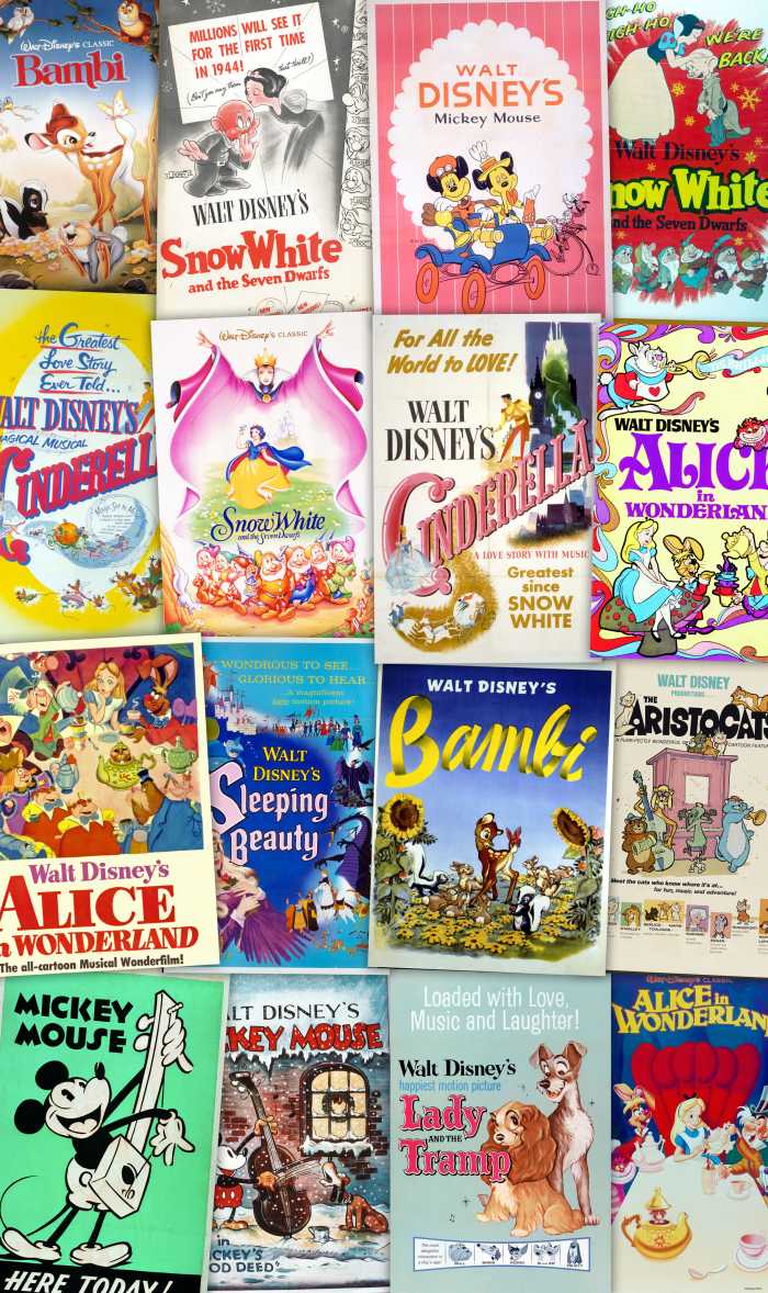 Panneau sur intissé  Disney Movie Posters Retro Girls