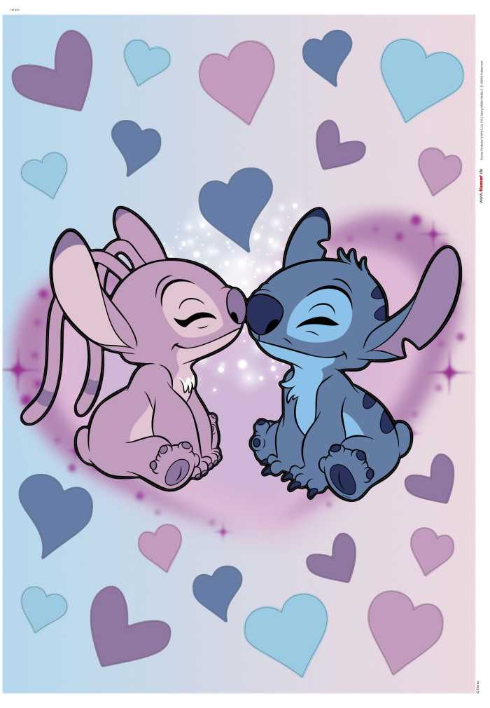 Sticker mural Disney Stitch and Angel Cutie