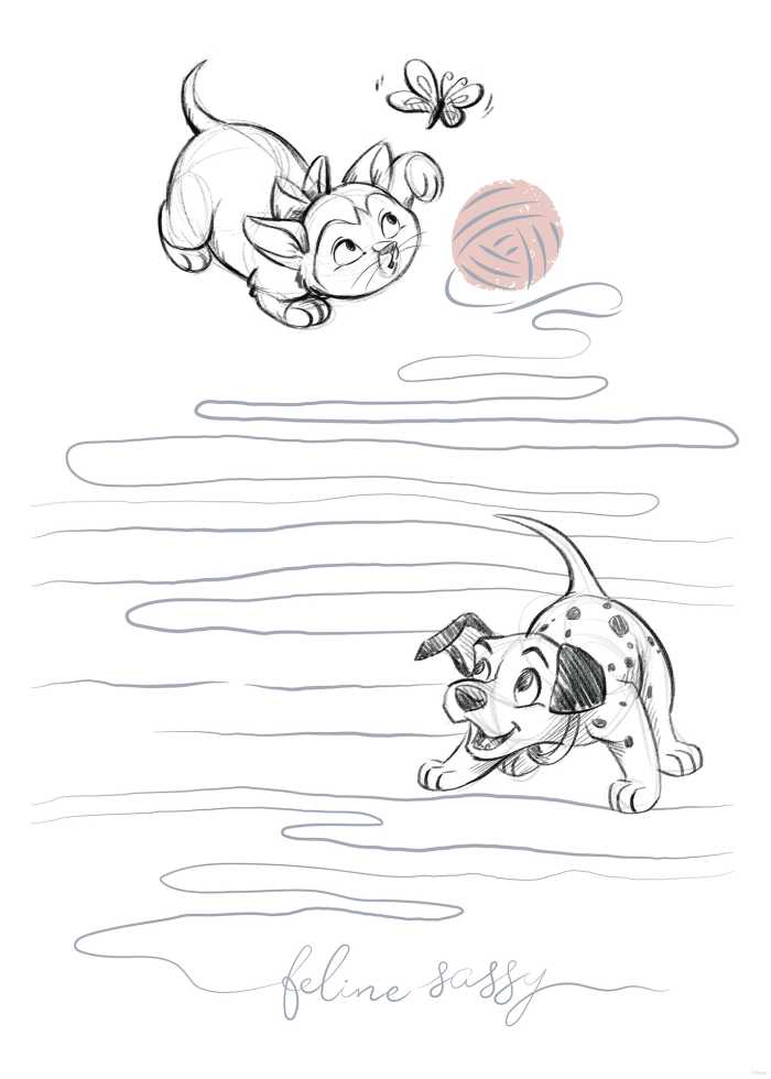 Affiche d'art Disney Animals Dogs and Cats Playground