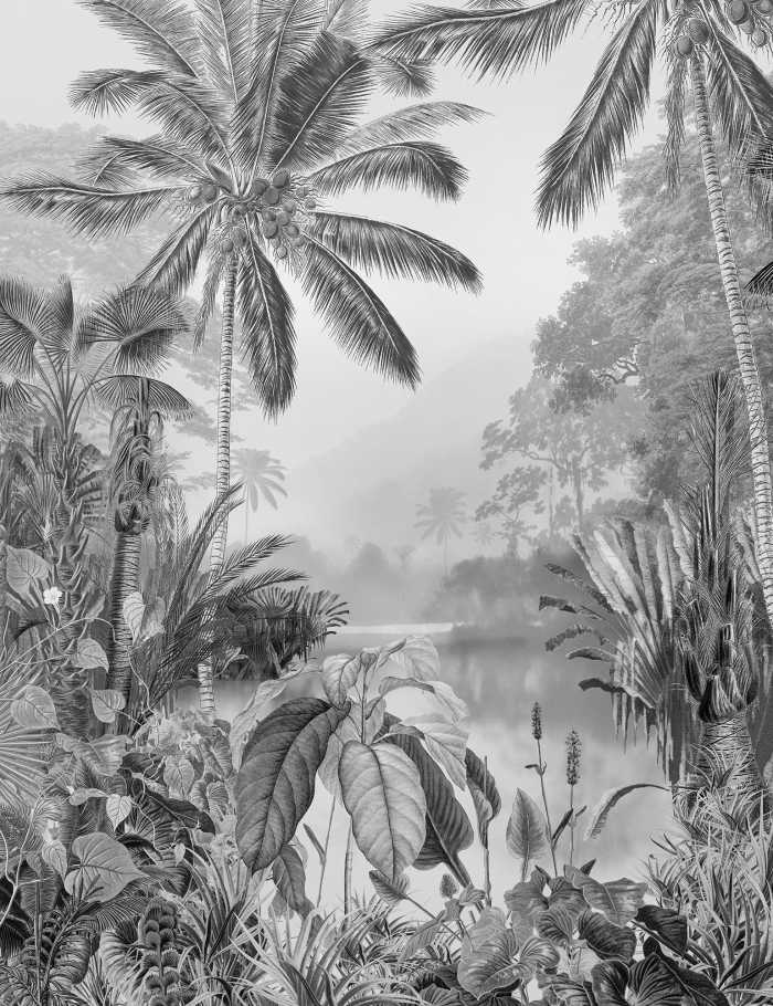Photo murale intissé impression numérique Lac Tropical Black & White