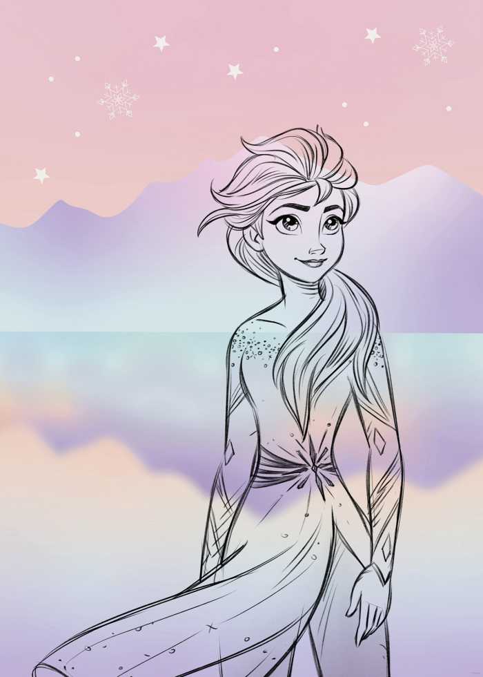 Affiche d'art Disney Frozen Pastell Lights