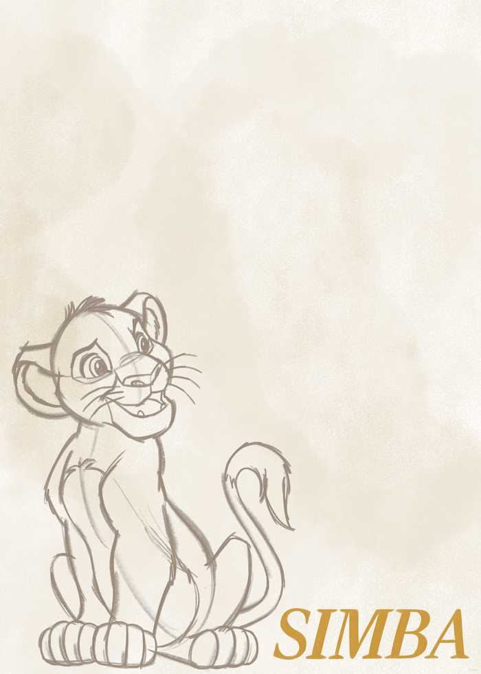 Affiche d'art Disney The Lion King Simba Sketch