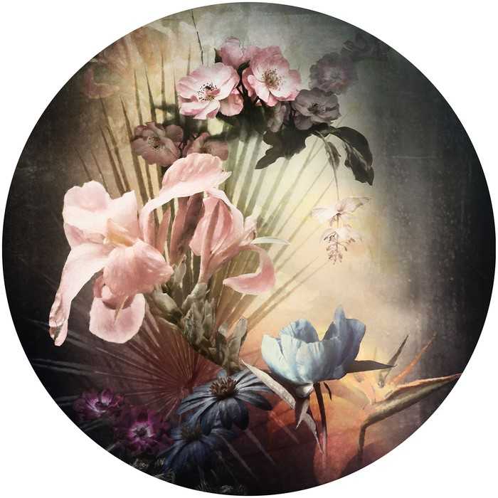 Murale ronde auto-adhésive intissée Flemish Flowers