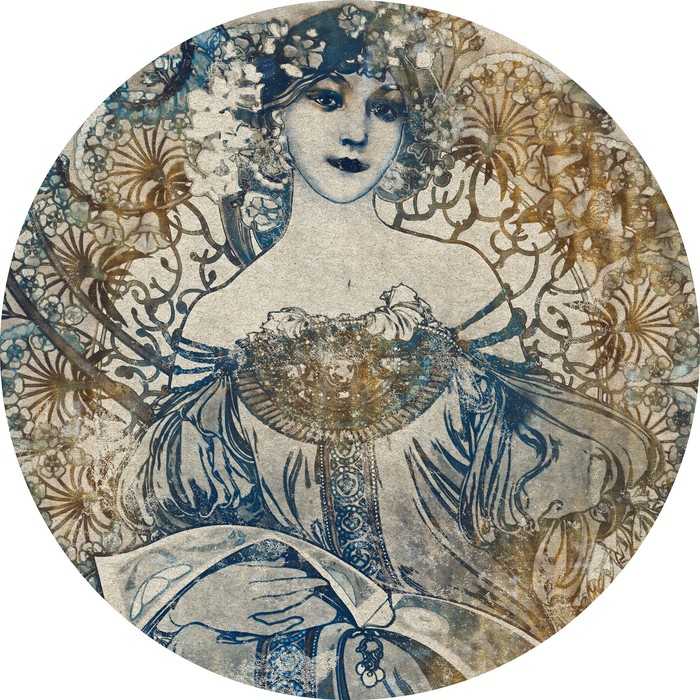 Murale ronde auto-adhésive intissée Goddess