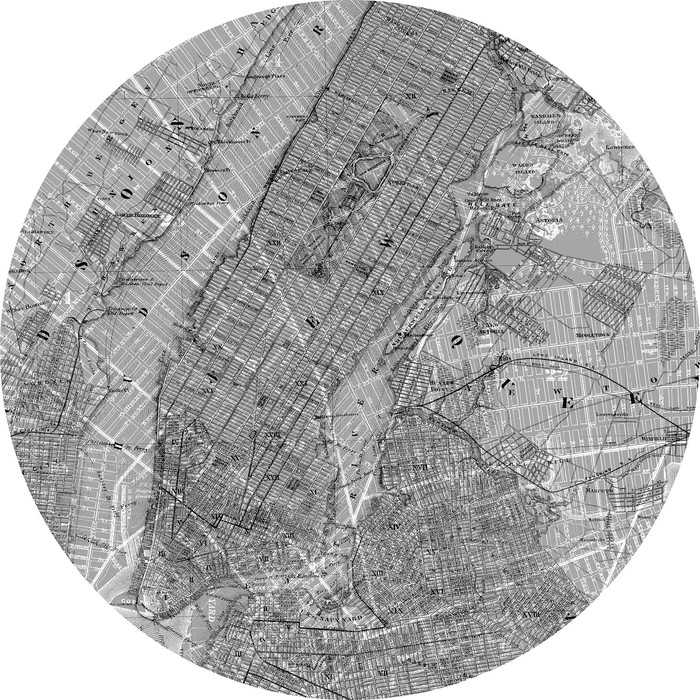 Murale ronde auto-adhésive intissée Map