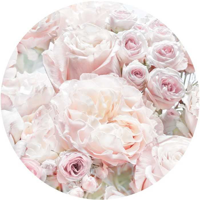 Murale ronde auto-adhésive intissée Pink and Cream Roses