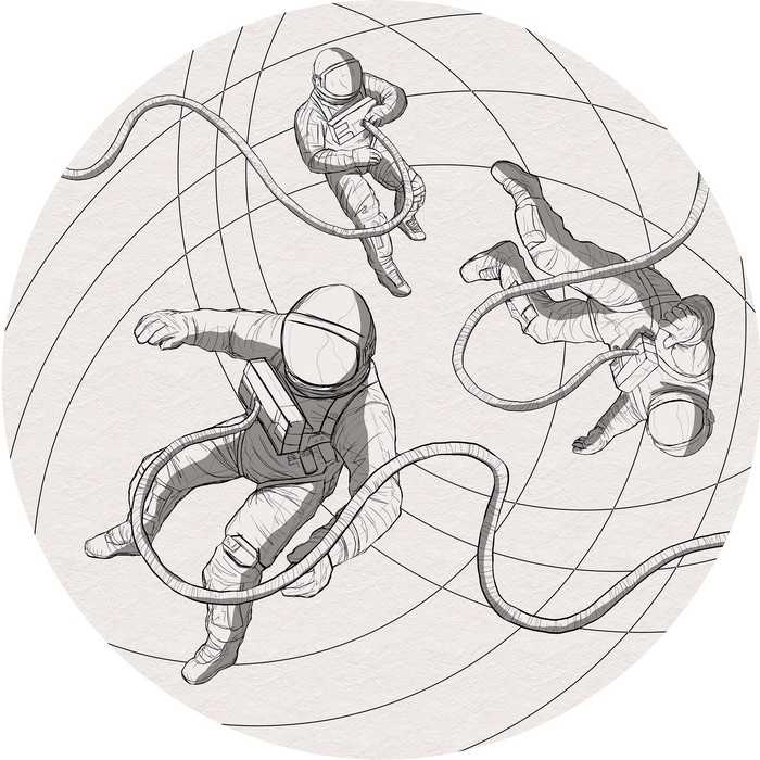 Murale ronde auto-adhésive intissée Weltraum