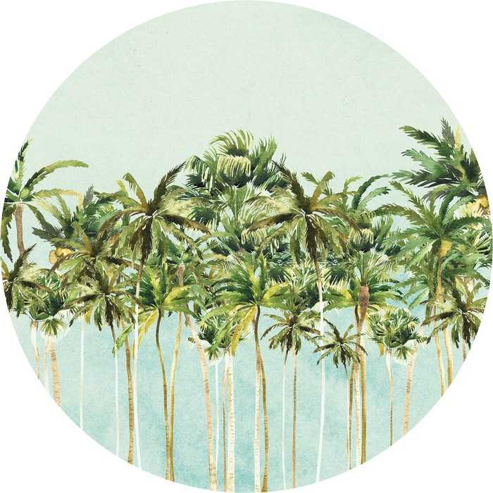 Murale ronde auto-adhésive intissée Coconut Trees