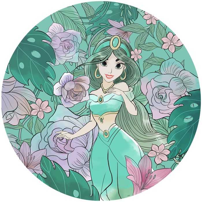 Murale ronde auto-adhésive intissée Jasmin Elegant Mint
