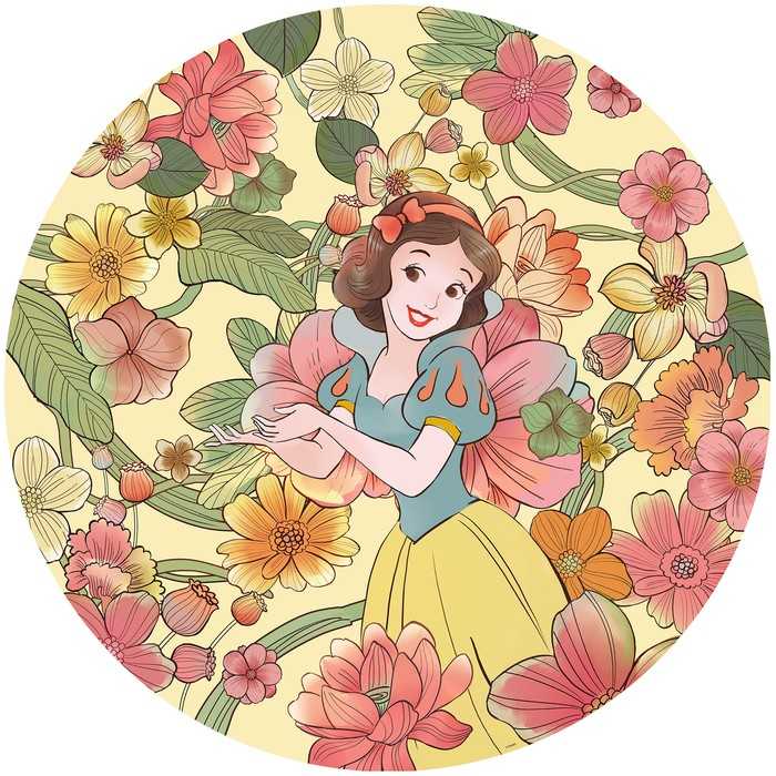 Murale ronde auto-adhésive intissée Snow White Endless Summer
