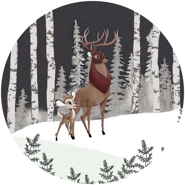 Murale ronde auto-adhésive intissée Bambi Great Prince