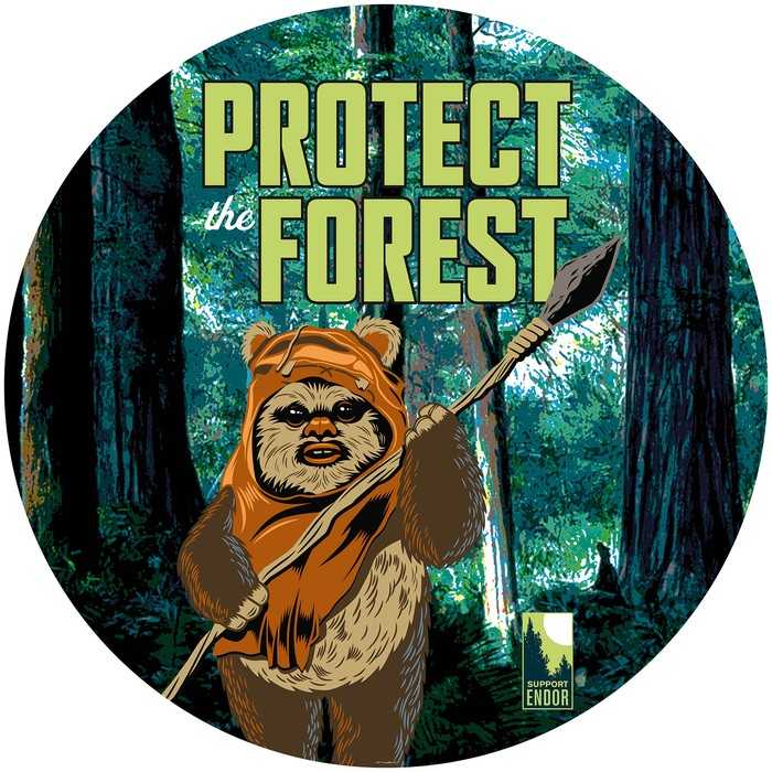 Murale ronde auto-adhésive intissée Star Wars Protect the Forest