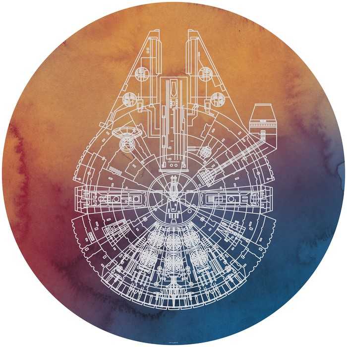 Murale ronde auto-adhésive intissée Star Wars Millennium Falcon
