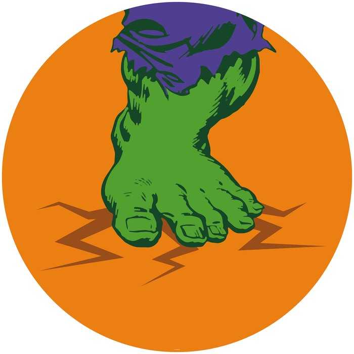 Murale ronde auto-adhésive intissée Avengers Hulk's Foot Pop Art