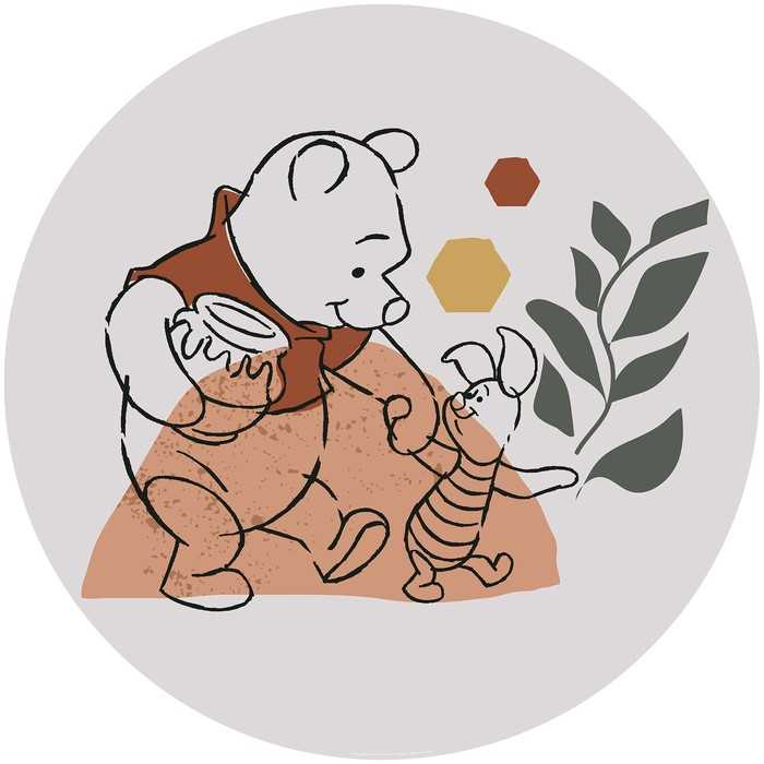 Murale ronde auto-adhésive intissée Winnie the Pooh Soulmate