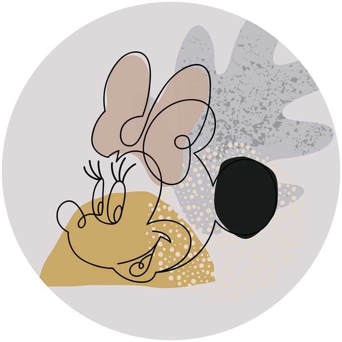 Murale ronde auto-adhésive intissée Minnie Line Art