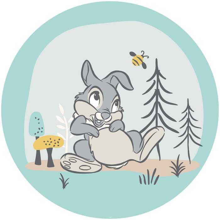 Murale ronde auto-adhésive intissée Bambi Thumper