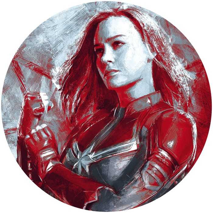 Murale ronde auto-adhésive intissée Avengers Painting Captain Marvel