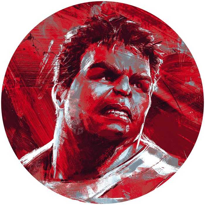 Murale ronde auto-adhésive intissée Avengers Painting Hulk