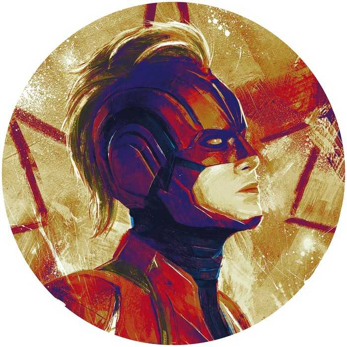 Murale ronde auto-adhésive intissée Avengers Painting Captain Marvel Helmet