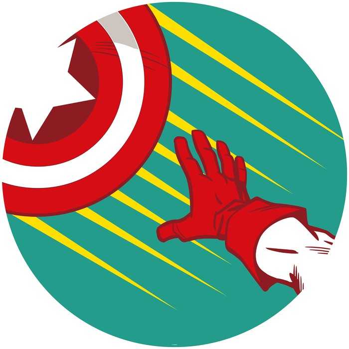 Murale ronde auto-adhésive intissée Avengers Captain's Shield Pop Art