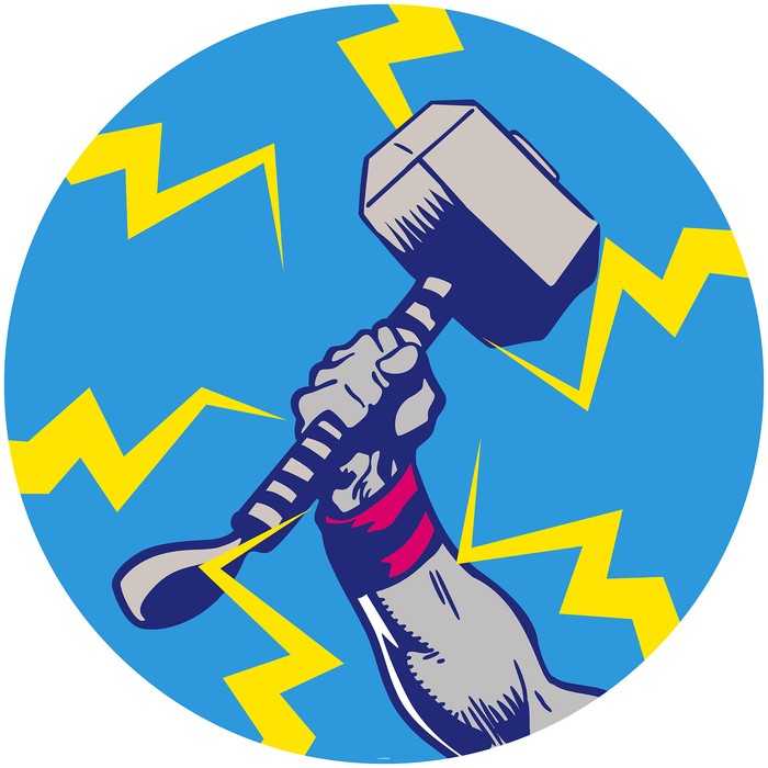 Murale ronde auto-adhésive intissée Avengers Thor's Hammer Pop Art