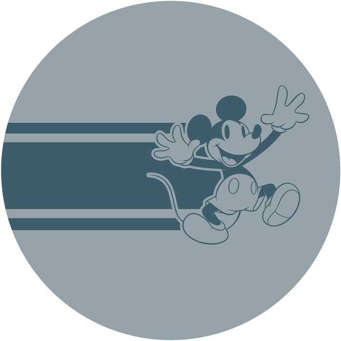 Murale ronde auto-adhésive intissée DOT Mickey Bonjour