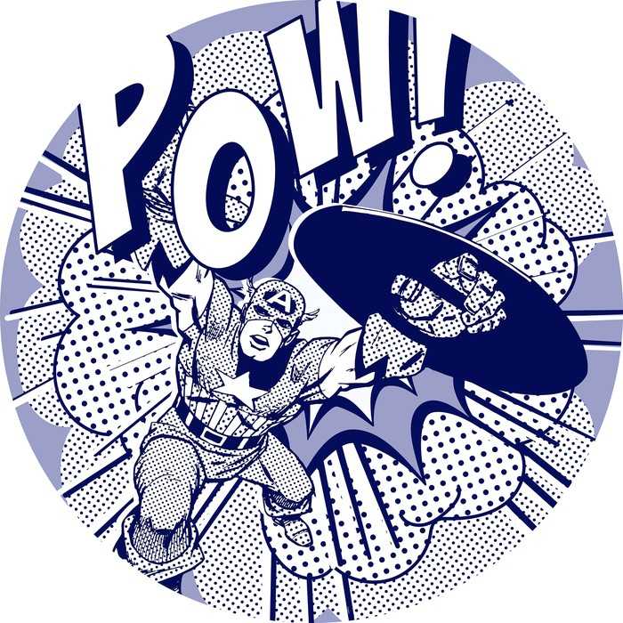 Murale ronde auto-adhésive intissée Captian America Pow