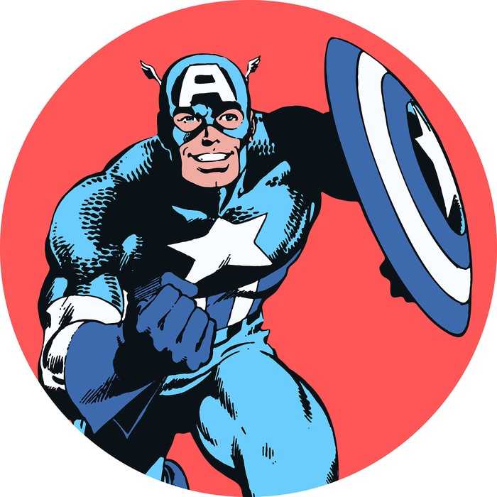 Murale ronde auto-adhésive intissée Marvel PowerUp Captain America