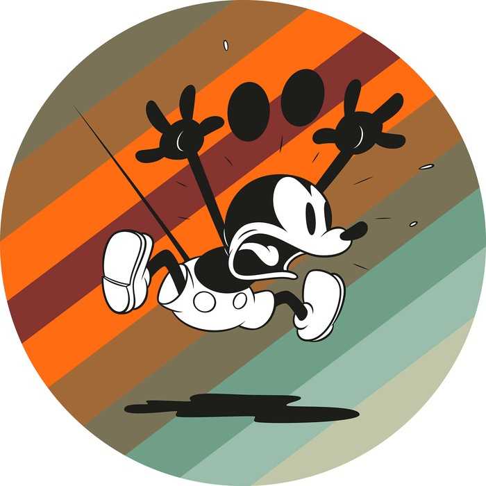 Murale ronde auto-adhésive intissée Mickey Mouse up and away