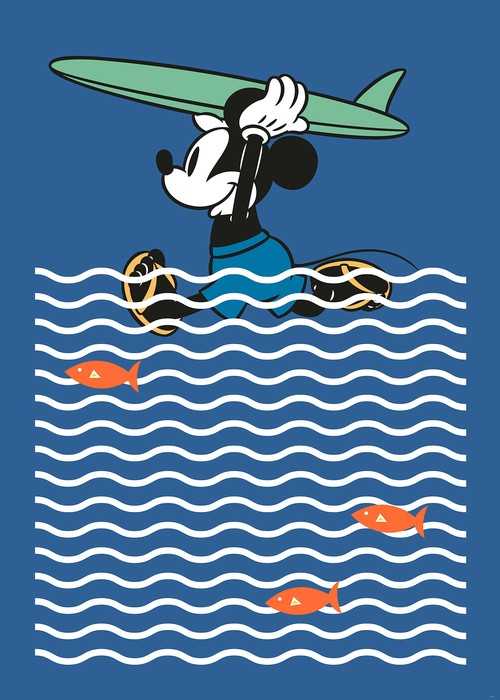 Intissé Standard Mickey gone Surfin'