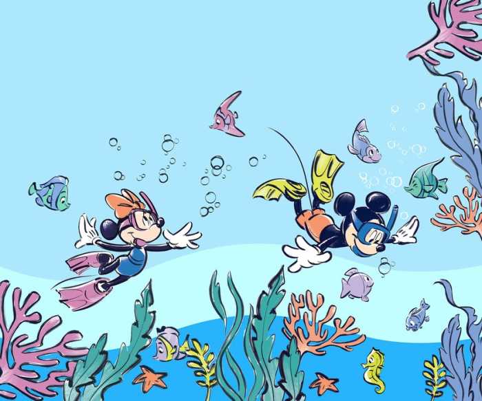Intissé Standard Mickey & Minnie Coral Reef