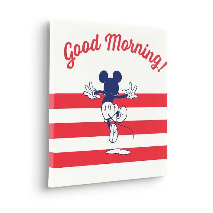 Vlies Bild auf Keilrahmen/ Echtholzrahmen Mickey Good Morning
